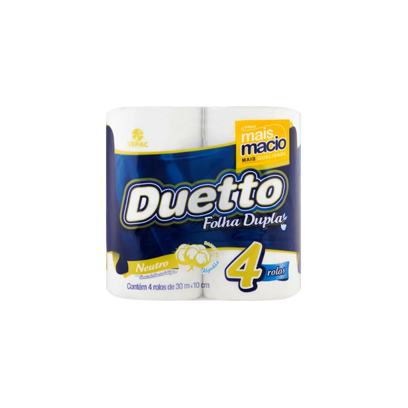 Papel Higiênico Duetto Folha Dupla 20m Fardo 64 Rolos